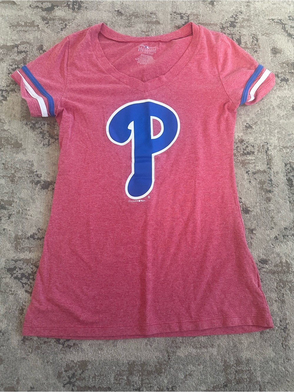 Women’s Phillies V-Neck Tee with Blue Letter P